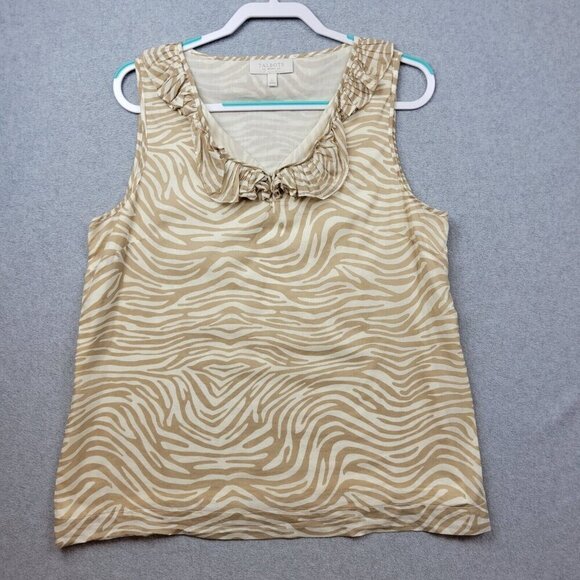 Talbots Tank Top Womens Large Petite Animal Print Ruffle Career Layering… - Picture 1 of 8